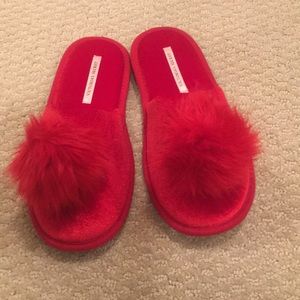 Victoria's Secret red Pom Pom slippers